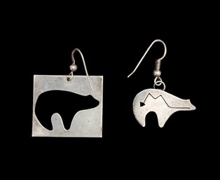 Vintage Sterling Silver Native American Bear Earrings