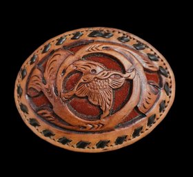 Hand Tooled Leather Belt Buckle