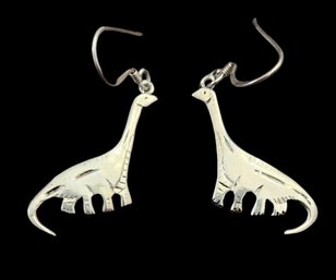 Sterling Silver Dinosaur Dangle Earrings