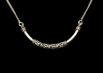 Sterling Silver Necklace With Half Moon Pendant