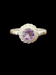 Sterling Silver And Light Purple Circle Stone Ring, Size 7