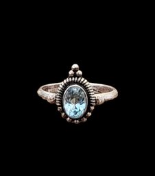 Sterling Silver And Light Blue Ring, Size 6