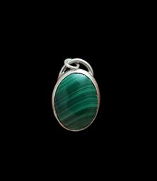 Vintage Sterling Silver And Malachite Pendant