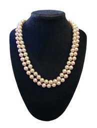 Lot Of 2 Pink Faux Pearl Vintage Necklaces