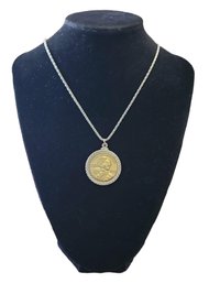 Sacajawea Pendant On Silver Tone Chain