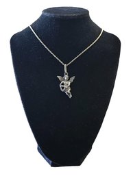 Vintage Angel Pendant On Silver Tone Chain