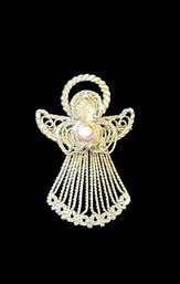 Vintage Silver Lace Filigree Angel Pendant