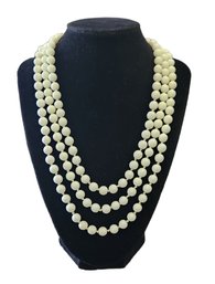 Very Long And Heavy White Beaded Necklace