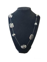 Large Clear Gray Color Beads Necklace