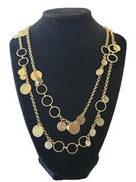 Long Gold Tone Chain With Circle Charms