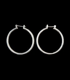 Heavy Silver Tone Hoop Earrings