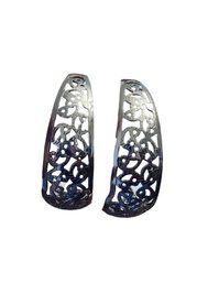 Dark Silver Tone Designed Hoop Earrings