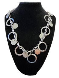 Long Silver Tone With Circle Necklace