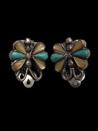 Vintage Sterling Silver Butterfly Clip On Earrings