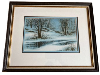 Original Watercolor Titled Melting Snow By Bill Ely