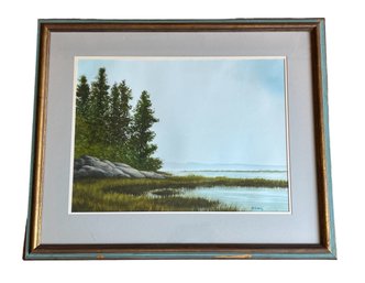Original Watercolor Titled At Leetes Island (guilford, CT) Signed By Bill Ely