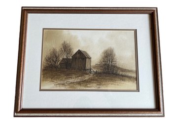 Original Pen & Wash Titled Still Standing Signed By Bill Ely