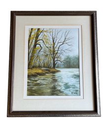 Original Watercolor Titled Wallkill River (New York State) Signed By Bill Ely