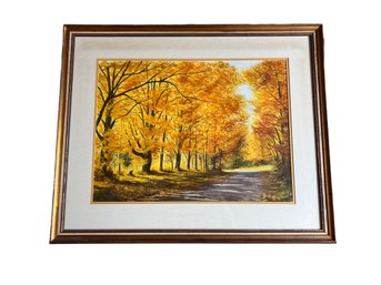 Original Watercolor Titled Autumn Sunlight Signed By Bill Ely