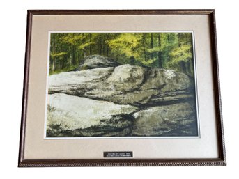 Original Watercolor Titled Cliffs At Southford Falls (southbury, CT) Signed By Bill Ely