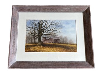 Original Watercolor Titled Watertown Farm (CT) Signed By Bill Ely