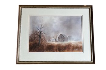 Original Watercolor Titled November Fog Signed By Bill Ely