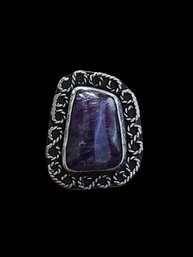 Vintage Sterling Silver Amethyst Color Stone Ring Size 7