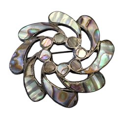 Vintage Mexican Sterling Silver Abalone Brooch