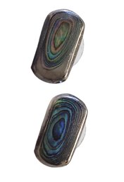 Vintage Sterling Silver Abalone Earrings, Mexico