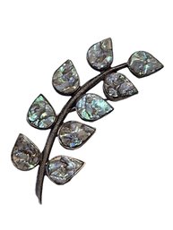 Beautiful Vintage Sterling Silver Abalone Brooch