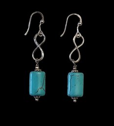 Vintage Sterling Silver Turquoise Color Earrings