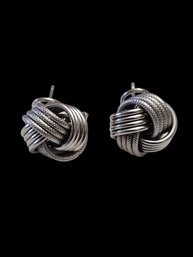 Vintage Sterling Silver Woven Ball Earrings