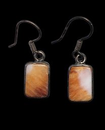 Vintage Sterling Silver Amber Color Earrings