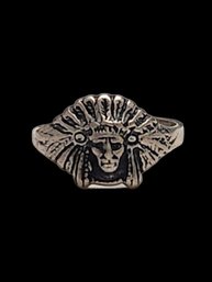 Vintage Sterling Silver Native American Chief Ring Size 7