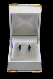 Sterling Silver Sapphire Stone Stud Earrings, Never Worn