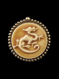 Vintage Dragon Brooch In Gold Tone