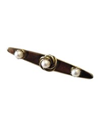 Vintage Faux Pearl With Gold Tone  Brooch