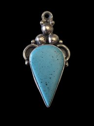 Vintage Sterling Silver Turquoise Color Pendant