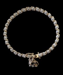 Vintage Sterling Silver CZ Bracelet With Gold Overlay