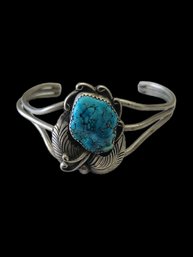 Vintage Native American Turquoise Color Alpaca Silver Bracelet