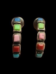 Vintage Sterling Silver Multi Color Earrings