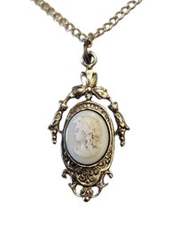 Vintage Cameo Gold Tone Necklace