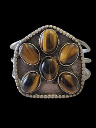 Gorgeous Vintage Sterling Silver Tiger's Eye Bracelet