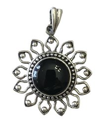 Vintage Sterling Silver Onyx Color Pendant