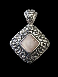 Vintage Sterling Silver Pink Opal Color Pendant