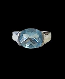 Vintage Sterling Silver Blue Topaz Color Ring Size 7