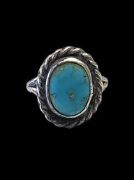 Vintage Sterling Silver Turquoise Color Ring Size 4