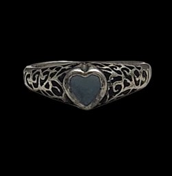 Vintage Sterling Silver Blue Heart Ring Size 6