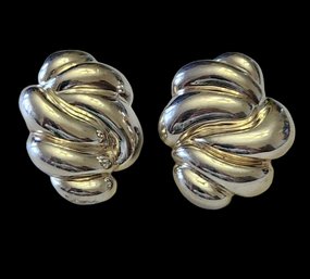 Vintage Sterling Silver Signed French Designer Frederick Jean Duclos Clip On Earrings