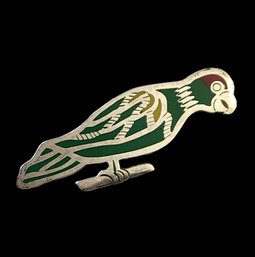 Vintage Sterling Silver Enameled Parrot Brooch By Ambrocio Avilaof